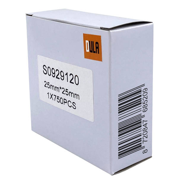 DULA Dymo Compatible labels - Wit - S0929120 - Vierkante etiketten - 3 rollen - 25 x 25 mm - 750 labels per rol