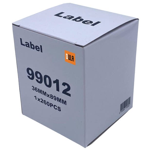 DULA Dymo Compatible labels - Wit - 99012 - S0722400 - Adresetiketten - 5 rollen - 36 x 89 mm - 260 labels per rol