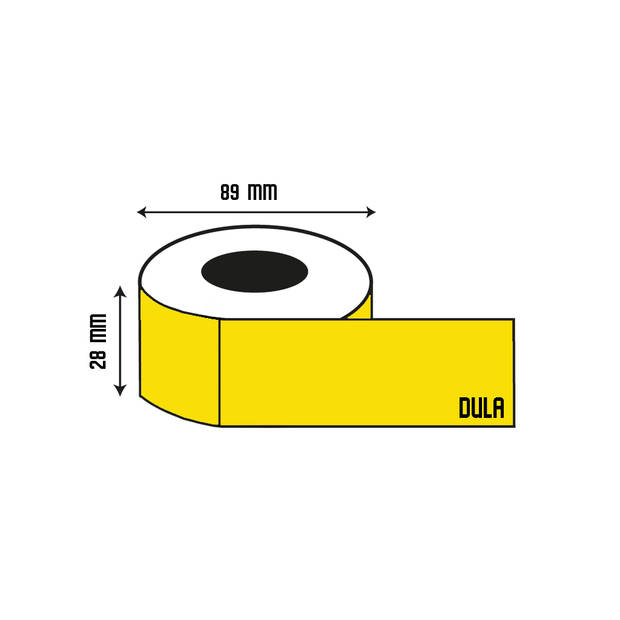 DULA Dymo Compatible labels - Geel - 99010 - S0722370 - Adresetiketten - 1 rol - 28 x 89 mm - 130 labels per rol