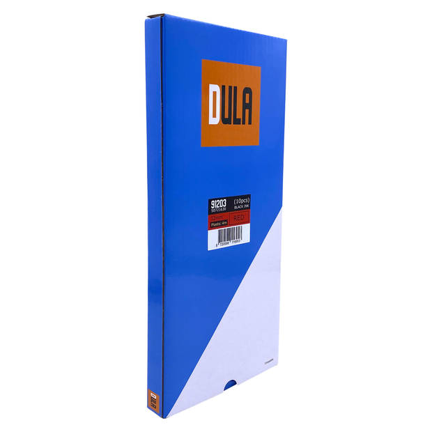 DULA label tape - Compatible met Dymo LetraTag 91203 / S0721630 - 10 stuks - Zwart op Rood plastic - 12mm x 4m