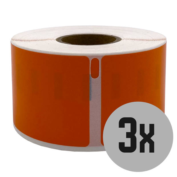 DULA Dymo Compatible labels - Oranje - 99012 - S0722400 - Adresetiketten - 3 rollen - 36 x 89 mm - 260 labels per rol