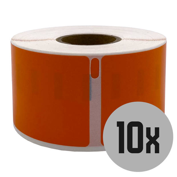 DULA Dymo Compatible labels - Oranje - 99012 - S0722400 - Adresetiketten - 10 rollen - 36 x 89 mm - 260 labels per rol