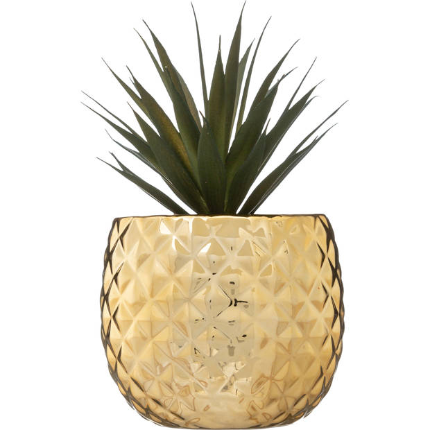 Kunstplant in Goudkleurig Ananas Pot – H21 cm