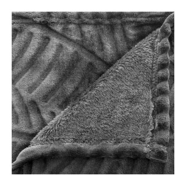 Flanellen fleece plaid Tropical - Grijs - L 125 x 150 cm