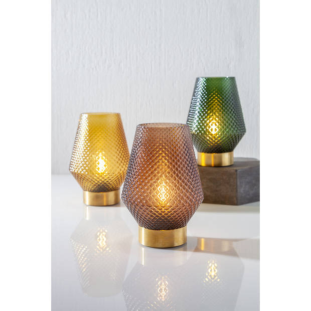 LED-lamp Ocre - Oker Geel - Goud - Werkt op batterijen (incl. lamp) - Ø12 x18 cm