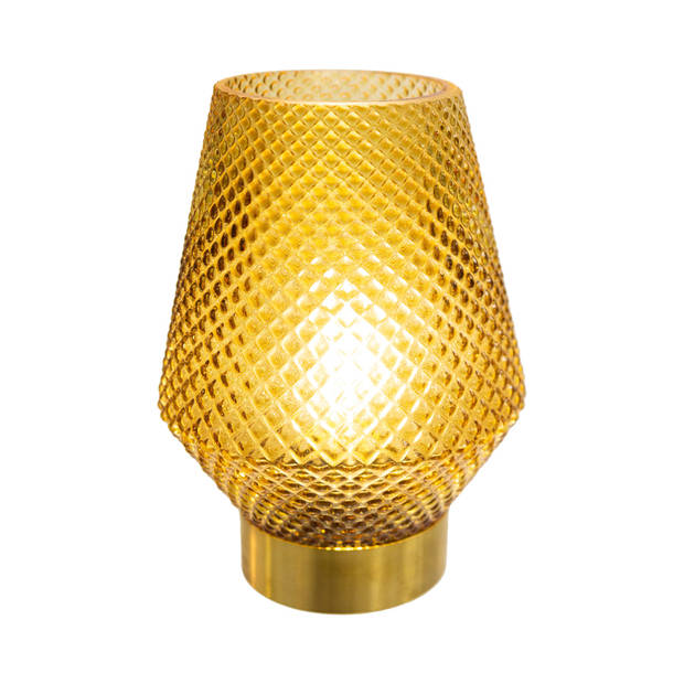 LED-lamp Ocre - Oker Geel - Goud - Werkt op batterijen (incl. lamp) - Ø12 x18 cm