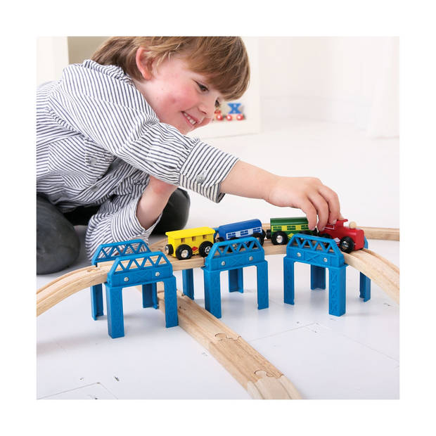 Bigjigs Houten Treinset Brugdelen en Rails - 5-delig