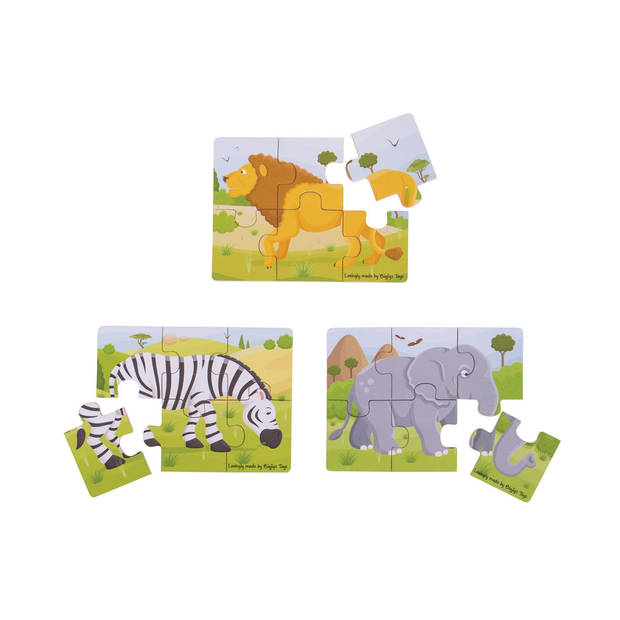 Bigjigs Safari (6-delige puzzels) 3 Puzzels
