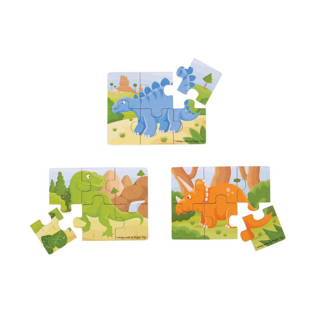 Bigjigs Dinosaurus (6-delige Puzzels) 3 Puzzels