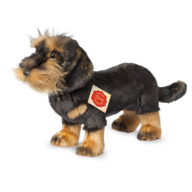 Hermann Teddy Knuffeldier hond Teckel - zachte pluche - premium knuffels - zwart/bruin - 28 cm - Knuffel huisdieren