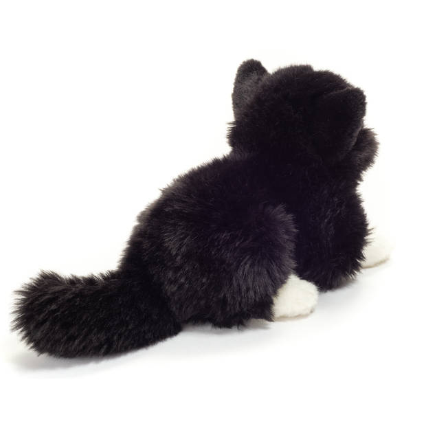 Hermann Teddy Knuffeldier kat/poes - zachte pluche stof - premium kwaliteit knuffels - zwart/wit - 20 cm - Knuffel huisd