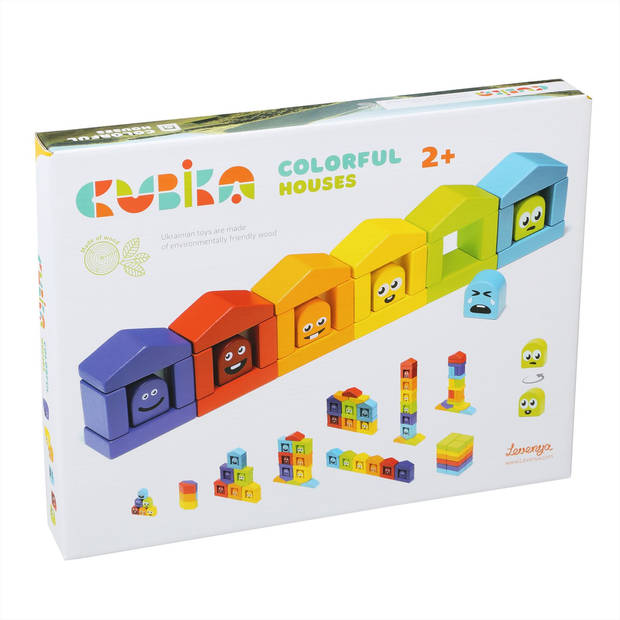 Cubika houten kleurrijke huisjes