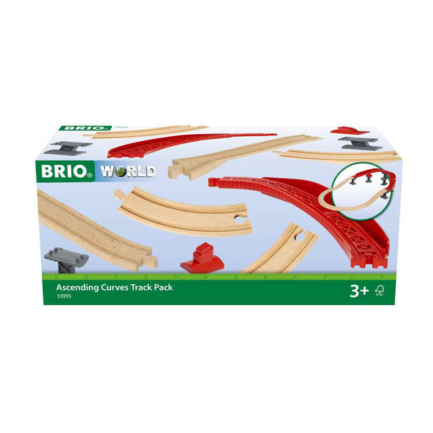 Brio gebogen treinrails set oplopend 16-delig - 33995