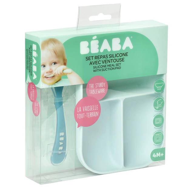 Beaba 2-delige Babybordenset siliconen blauw