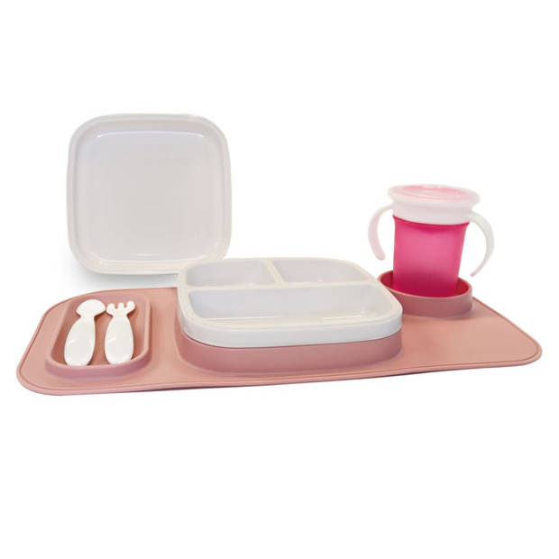 DERYAN Kinderbordenset Quuby silicone wit