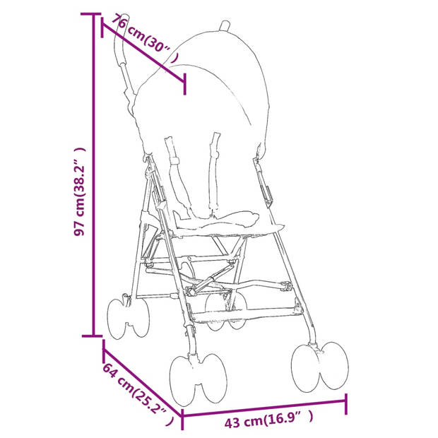 vidaXL Kinderbuggy staal antracietkleurig en zwart