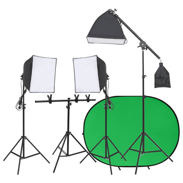 vidaXL Fotostudioset met verlichtingsset en achtergrondscherm