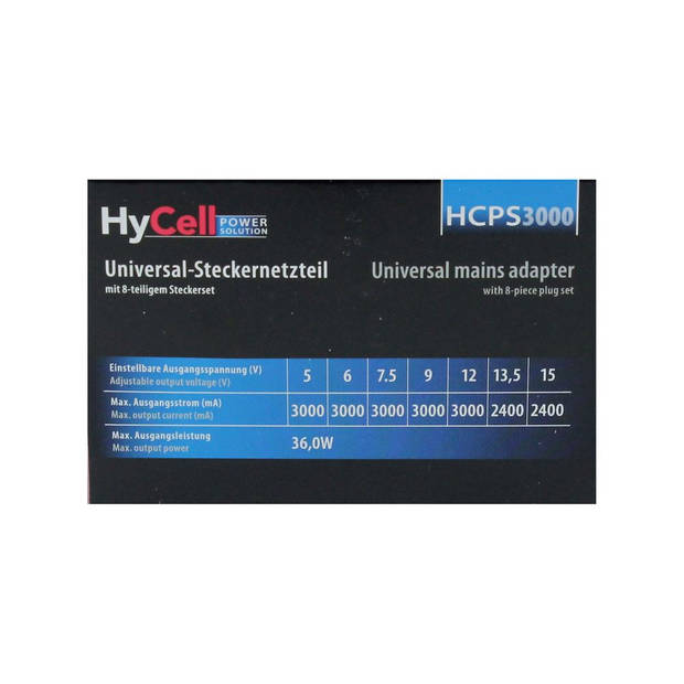 HyCell netvoeding gestabiliseerd max. 3000mA