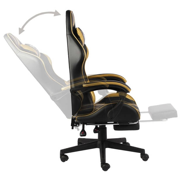 vidaXL Racestoel met voetensteun kunstleer zwart en goudkleurig