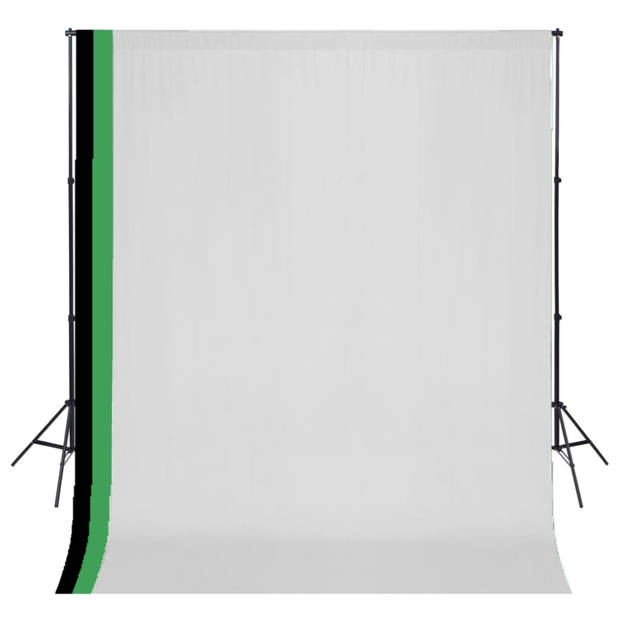 vidaXL Fotostudioset met 3 katoenen achtergronden en frame 3x3 m