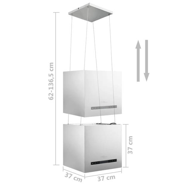 vidaXL Afzuigkap hangend met aanraaksensor LCD 37 cm roestvrij staal