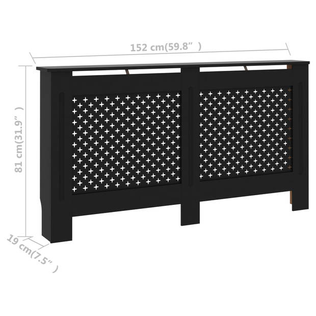 The Living Store Radiatorombouw - Zwart MDF - 152 x 19 x 81 cm - Honingraat/kruispatroon