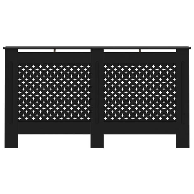 The Living Store Radiatorombouw - Zwart MDF - 152 x 19 x 81 cm - Honingraat/kruispatroon