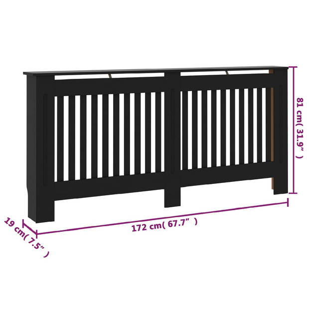 The Living Store Radiatorombouw - MDF - 172 x 19 x 81 cm - Zwart