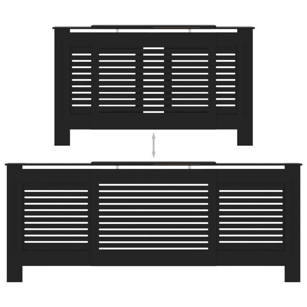 The Living Store Radiatorkast - MDF - 142-205 x 20.5 x 82 cm - Zwart