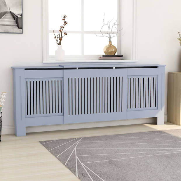 The Living Store Radiatorombouw - 142-205 x 20.5 x 82 cm - Grijs MDF