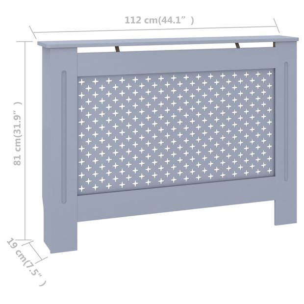 The Living Store Radiatorombouw - Antraciet MDF - 112 x 19 x 81 cm - Honingraat/kruispatroon