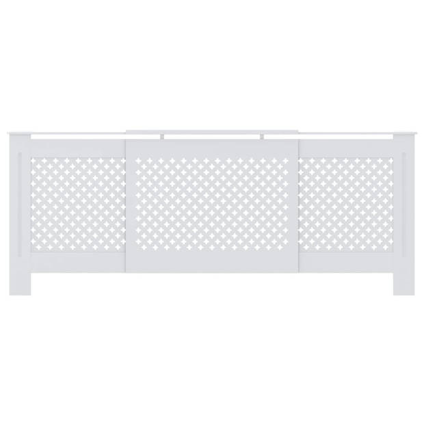 The Living Store Radiatorkast - Wit - MDF - 142-205x20.5x82 cm - verstelbaar - met kruislatten