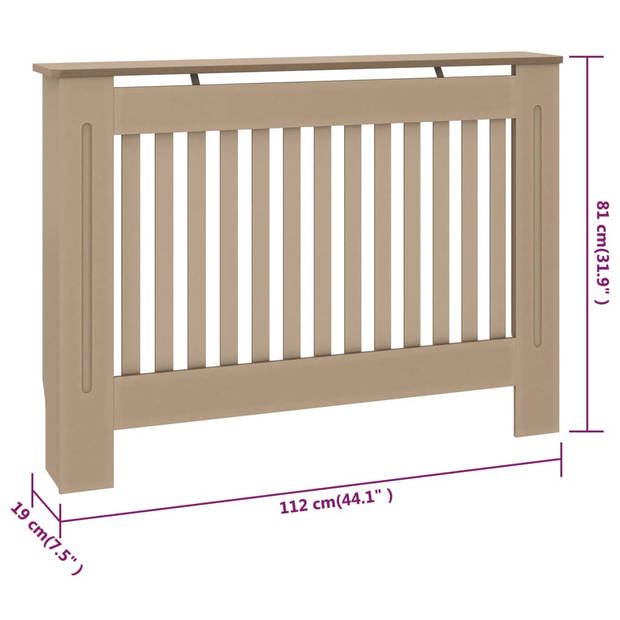 The Living Store Radiatorombouw - MDFTotale afmetingen- 112 x 19 x 81 cm - met verticale gelat