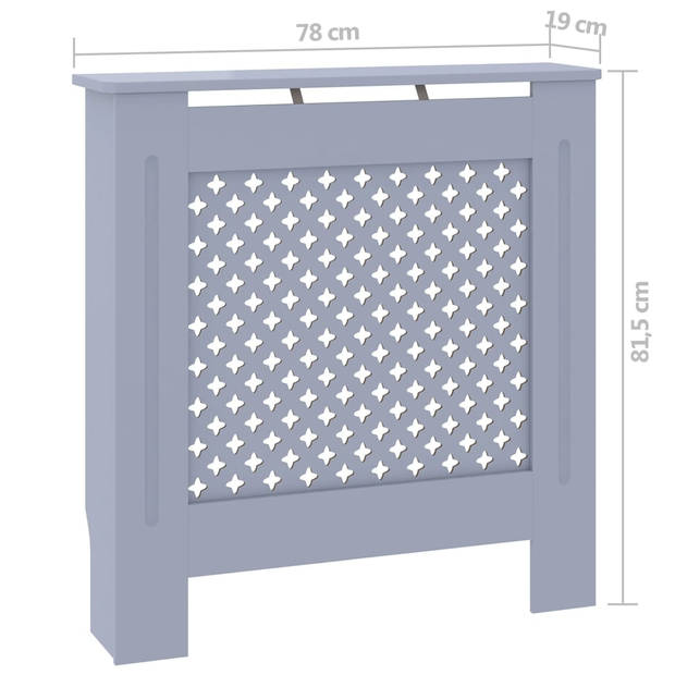 The Living Store Radiatorkast - MDF - 78 x 19 x 81.5 cm - Grijs