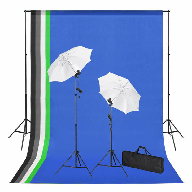 vidaXL Fotostudioset met achtergronden, lampen en paraplu's