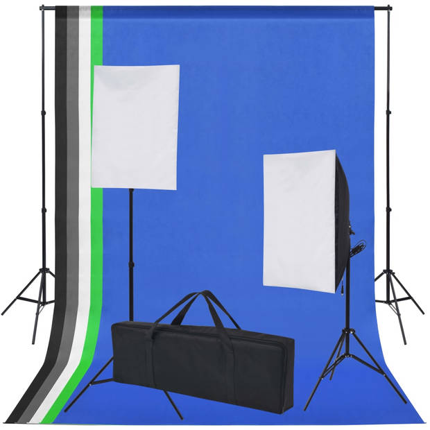 vidaXL Fotostudio set met 5 gekleurde achtergronden & 2 softboxen