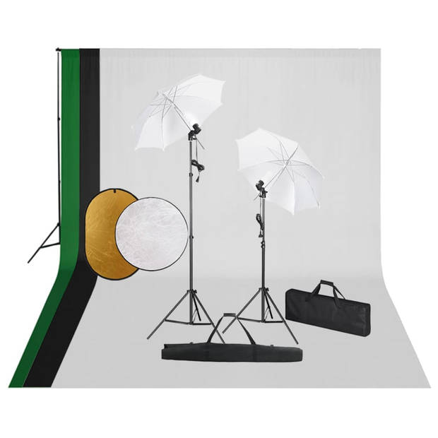 vidaXL Fotostudioset met lampen, achtergrond en reflector