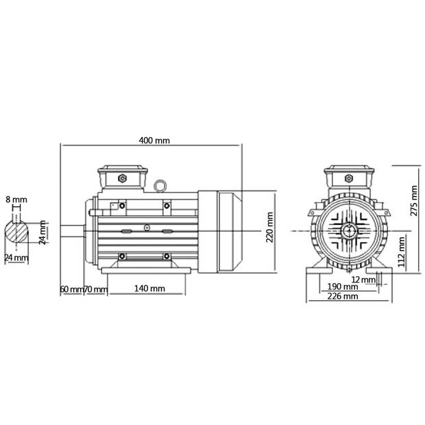 vidaXL Elektromotor 3 fase 4 kW/5,5 pk 2-polig 2840 rpm aluminium
