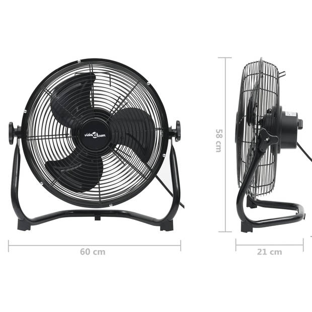 vidaXL Vloerventilator 3 snelheden 120 W 60 cm zwart