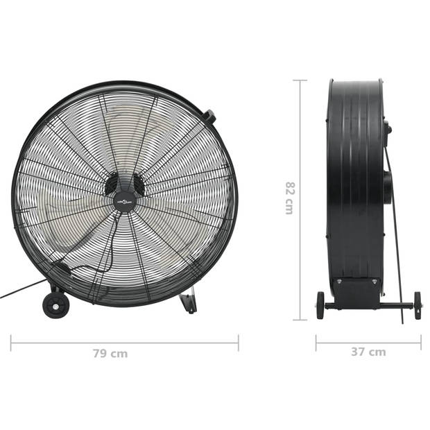 vidaXL Trommelventilator industrieel 240 W 77 cm zwart