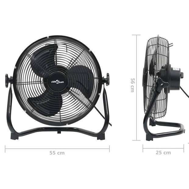 vidaXL Vloerventilator 3 snelheden 100 W 55 cm zwart