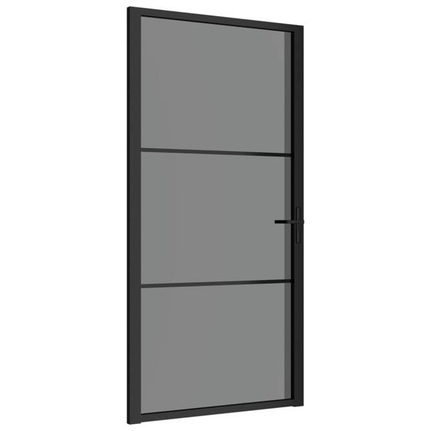 vidaXL Binnendeur 102,5x201,5 cm ESG-glas en aluminium zwart