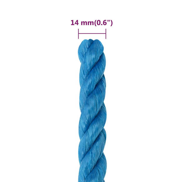 vidaXL Werktouw 14 mm 50 m polypropeen blauw