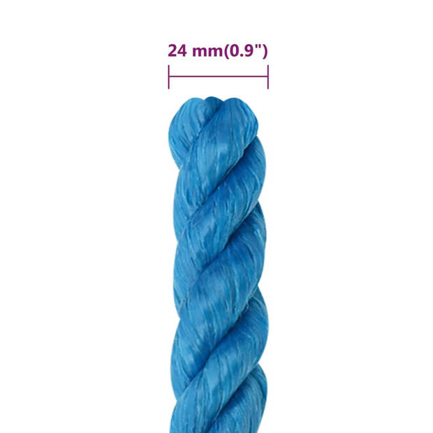 vidaXL Werktouw 24 mm 50 m polypropeen blauw