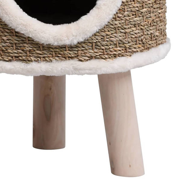 vidaXL Kattenhuis met houten poten 41 cm zeegras