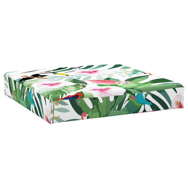 The Living Store Palletkussens - Polyester - Zachte vulling - Geschikt voor binnen en buiten - 60x60x8 cm - Met vogels