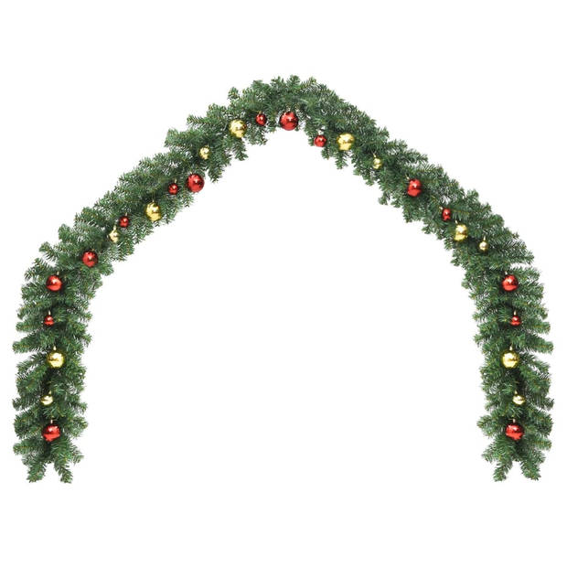 The Living Store Kerstslinger - Groen - PVC - 10m - Met 900 takken - Goud en rood