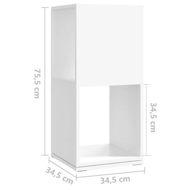 The Living Store Draaibare Kast - Staande Kast - Hoogwaardig Spaanplaat - 34.5 x 34.5 x 75.5 cm - Wit