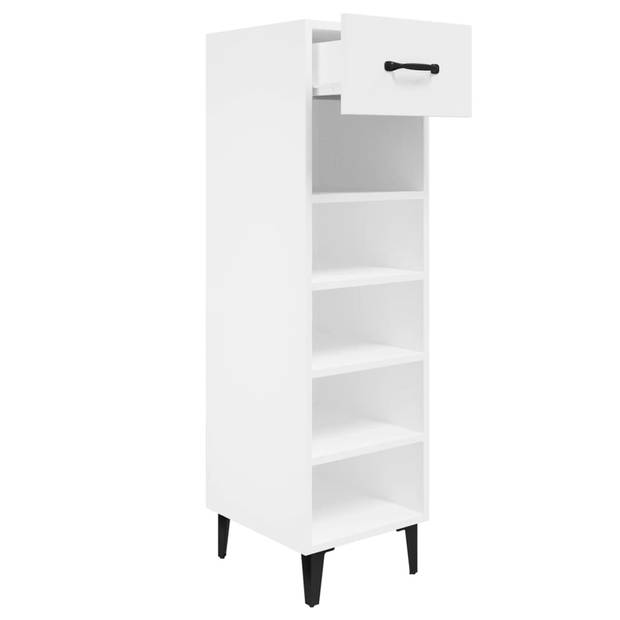 The Living Store Schoenenkast - 30 x 35 x 105 cm - Hoogglans wit