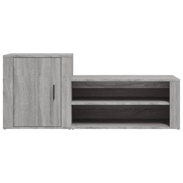 The Living Store Schoenenkast - Grijze Sonoma Eiken - 130 x 35 x 54 cm - Bewerkt hout